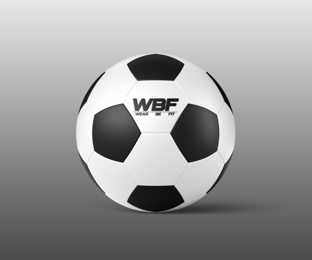 Balón de fútbol blanco y negro Wear Be Fit con logo WBF